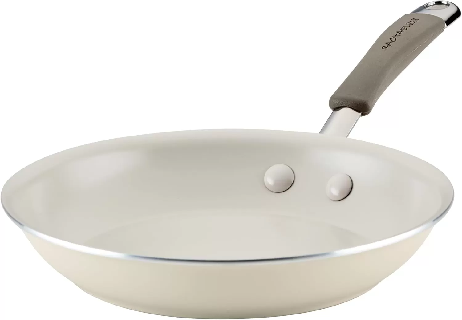 imageRachael Ray Cucina Ceramic Nonstick Saute Pan with Lid 3 Quart Non Stick Sauteuse Pan Dishwasher Safe  AlmondAlmond