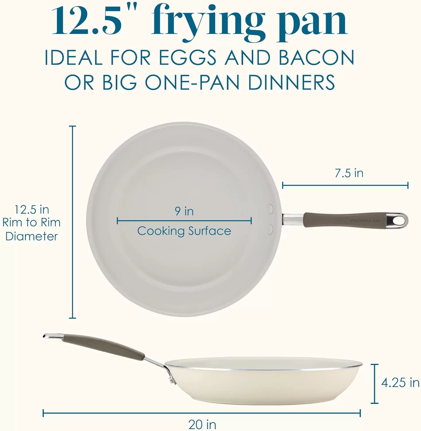 imageRachael Ray Cucina Ceramic Nonstick Saute Pan with Lid 3 Quart Non Stick Sauteuse Pan Dishwasher Safe  AlmondAlmond