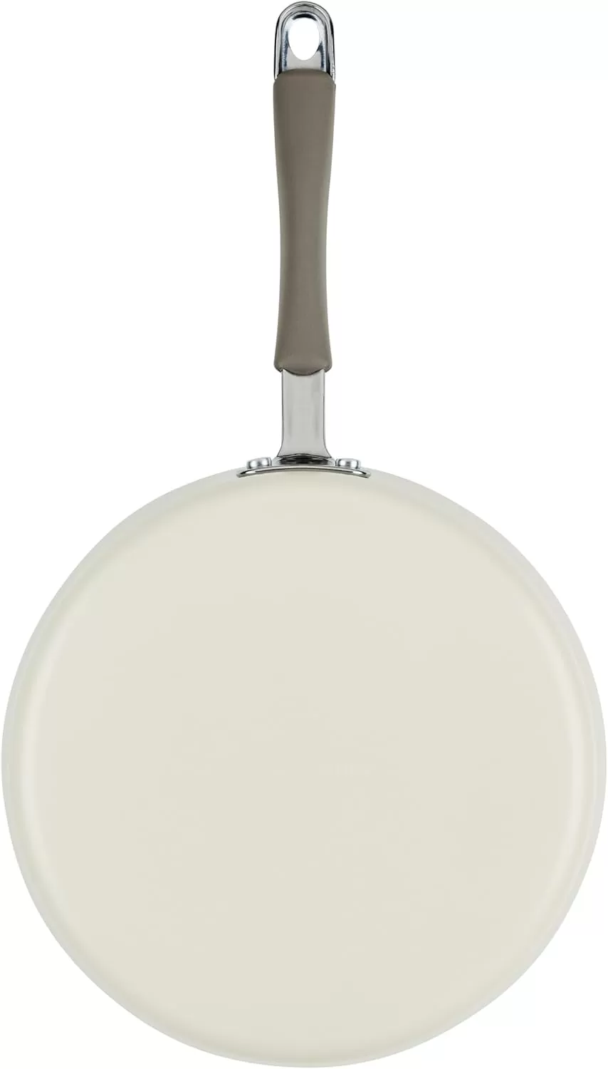 imageRachael Ray Cucina Ceramic Nonstick Saute Pan with Lid 3 Quart Non Stick Sauteuse Pan Dishwasher Safe  AlmondAlmond