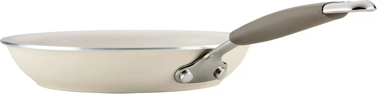 imageRachael Ray Cucina Ceramic Nonstick Saute Pan with Lid 3 Quart Non Stick Sauteuse Pan Dishwasher Safe  AlmondAlmond