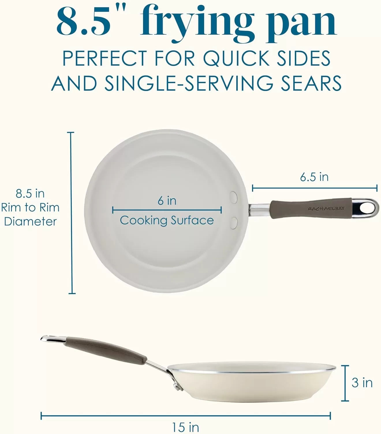 imageRachael Ray Cucina Ceramic Nonstick Saute Pan with Lid 3 Quart Non Stick Sauteuse Pan Dishwasher Safe  AlmondAlmond