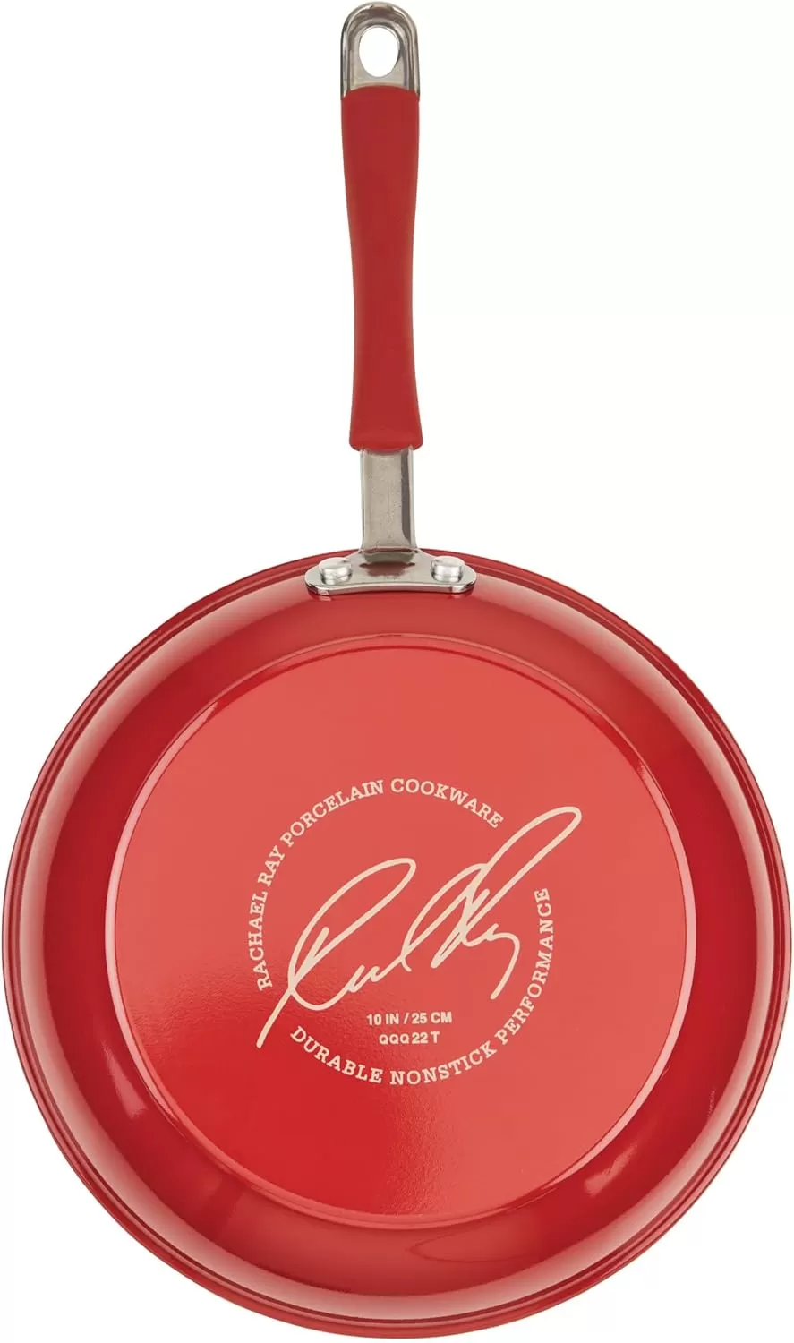 imageRachael Ray Cucina Ceramic Nonstick Saute Pan with Lid 3 Quart Non Stick Sauteuse Pan Dishwasher Safe  AlmondCranberry Red