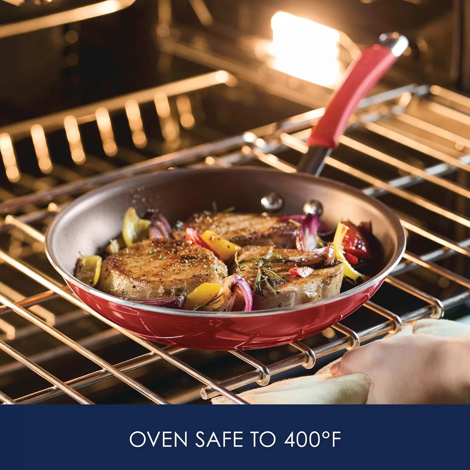 imageRachael Ray Cucina Ceramic Nonstick Saute Pan with Lid 3 Quart Non Stick Sauteuse Pan Dishwasher Safe  AlmondCranberry Red