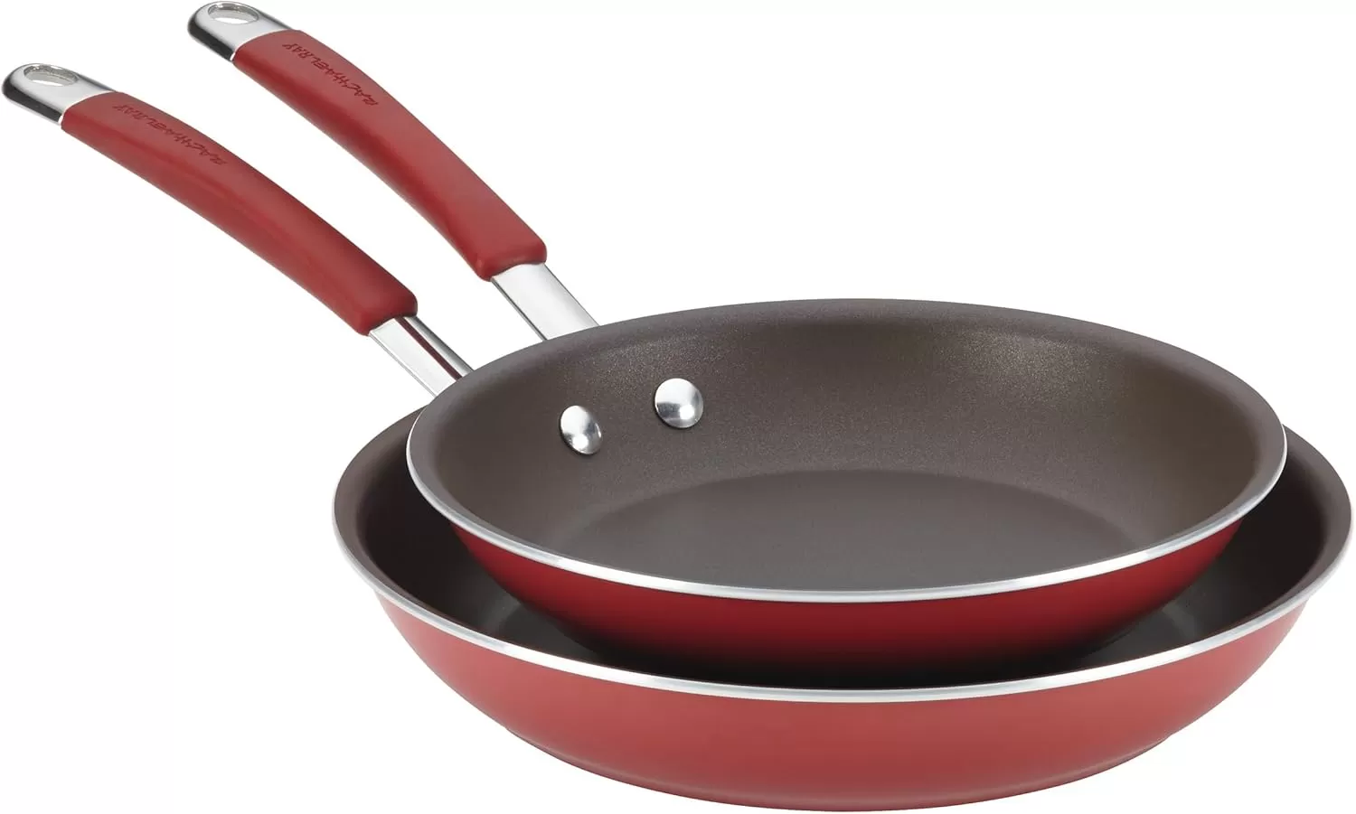 imageRachael Ray Cucina Ceramic Nonstick Saute Pan with Lid 3 Quart Non Stick Sauteuse Pan Dishwasher Safe  AlmondCranberry Red