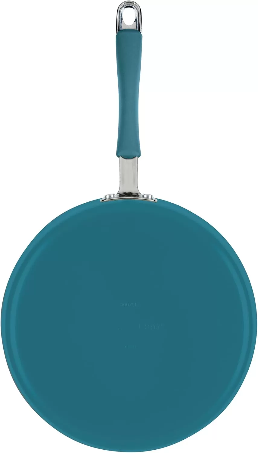 imageRachael Ray Cucina Ceramic Nonstick Saute Pan with Lid 3 Quart Non Stick Sauteuse Pan Dishwasher Safe  AlmondMarine Blue