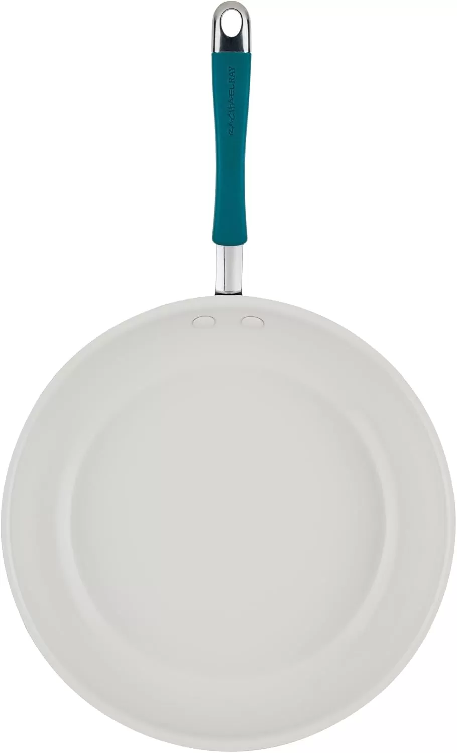 imageRachael Ray Cucina Ceramic Nonstick Saute Pan with Lid 3 Quart Non Stick Sauteuse Pan Dishwasher Safe  AlmondMarine Blue