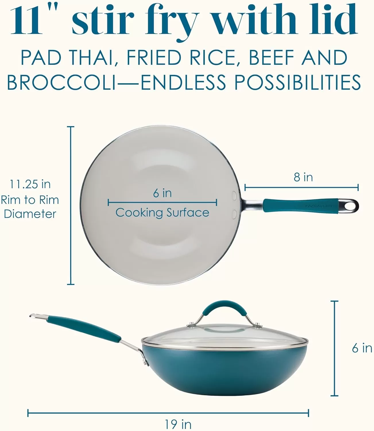 imageRachael Ray Cucina Ceramic Nonstick Saute Pan with Lid 3 Quart Non Stick Sauteuse Pan Dishwasher Safe  AlmondMarine Blue