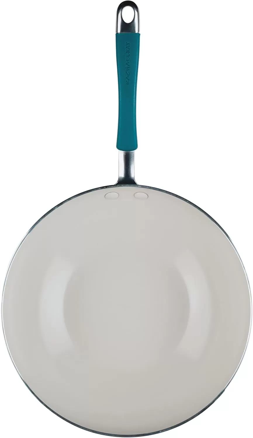 imageRachael Ray Cucina Ceramic Nonstick Saute Pan with Lid 3 Quart Non Stick Sauteuse Pan Dishwasher Safe  AlmondMarine Blue