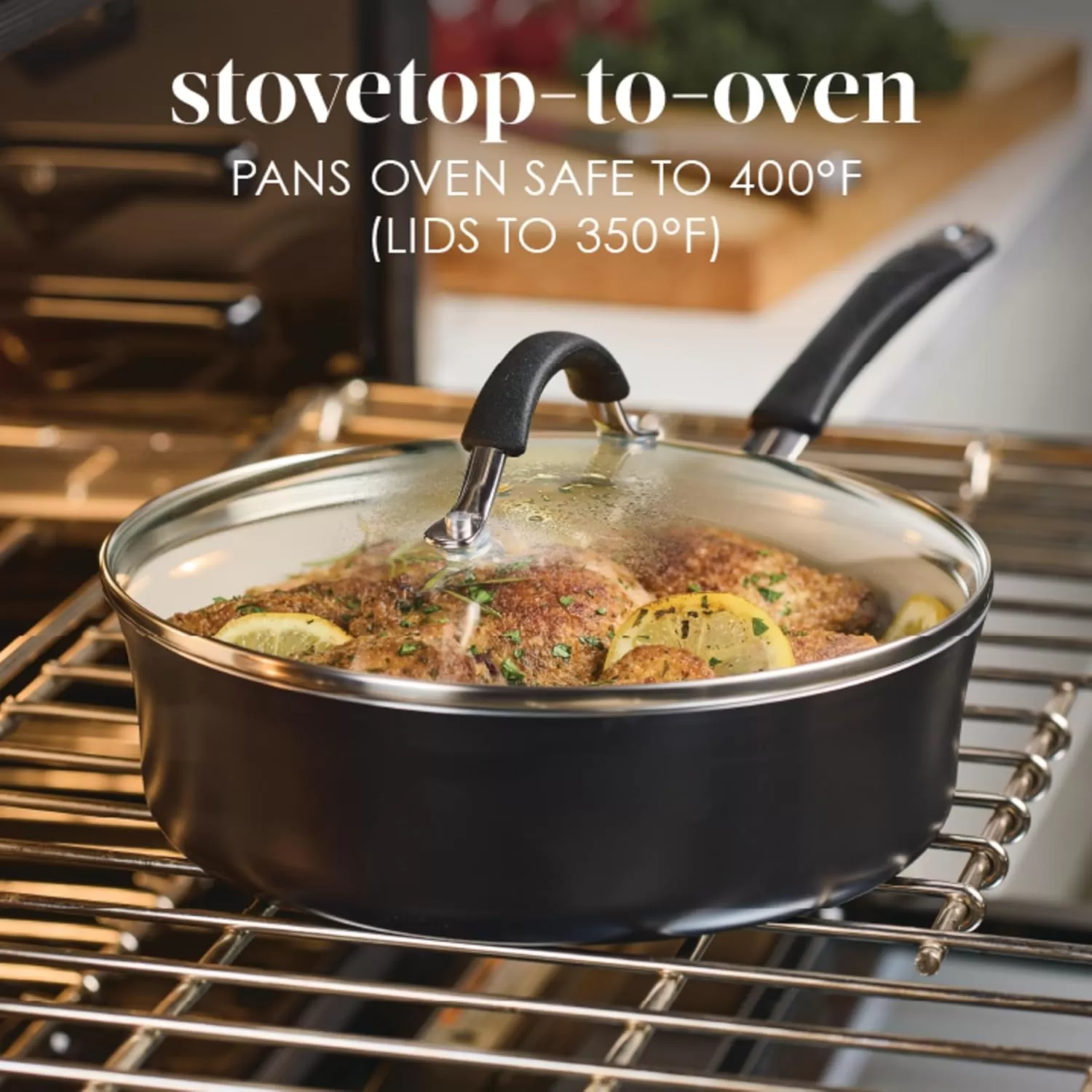 imageRachael Ray Cucina Ceramic Nonstick Saute Pan with Lid 3 Quart Non Stick Sauteuse Pan Dishwasher Safe  AlmondPeppercorn