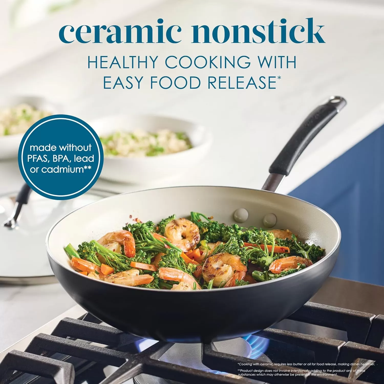 imageRachael Ray Cucina Ceramic Nonstick Saute Pan with Lid 3 Quart Non Stick Sauteuse Pan Dishwasher Safe  AlmondPeppercorn