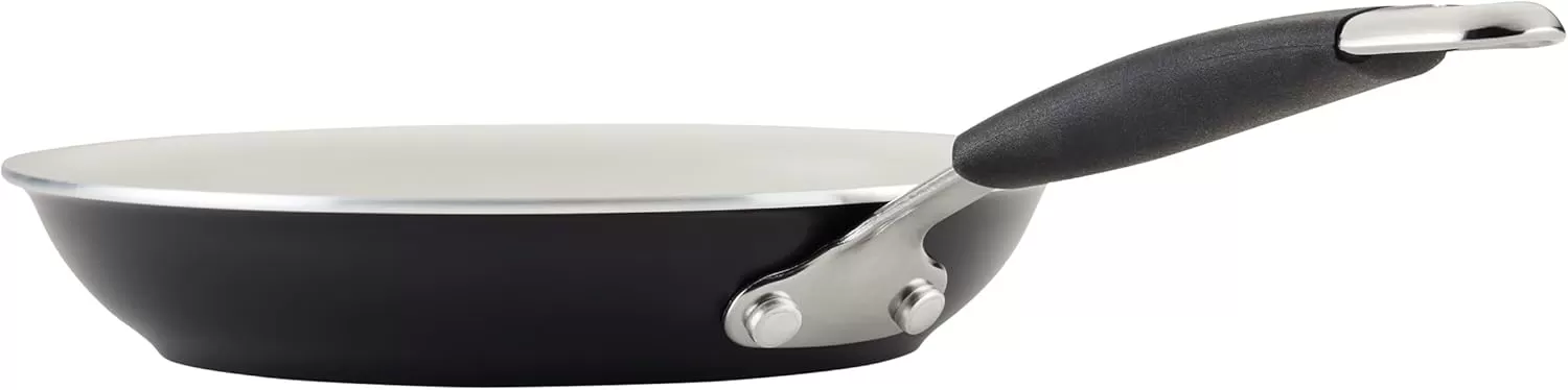 imageRachael Ray Cucina Ceramic Nonstick Saute Pan with Lid 3 Quart Non Stick Sauteuse Pan Dishwasher Safe  AlmondPeppercorn