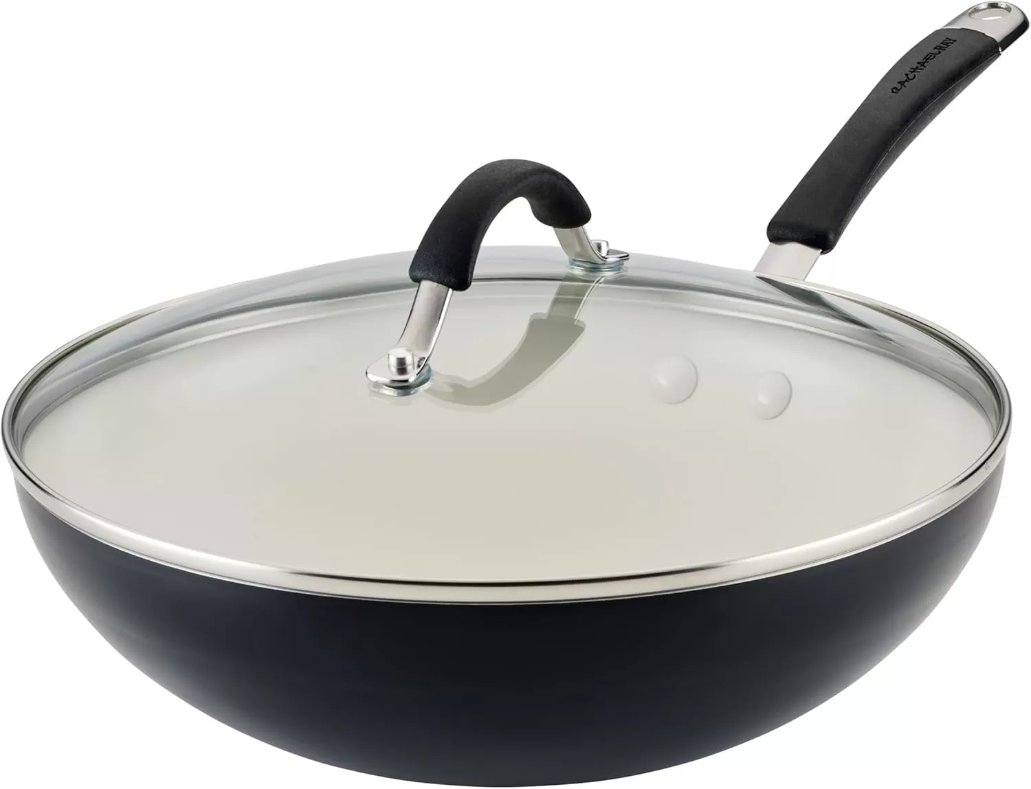 imageRachael Ray Cucina Ceramic Nonstick Saute Pan with Lid 3 Quart Non Stick Sauteuse Pan Dishwasher Safe  AlmondPeppercorn