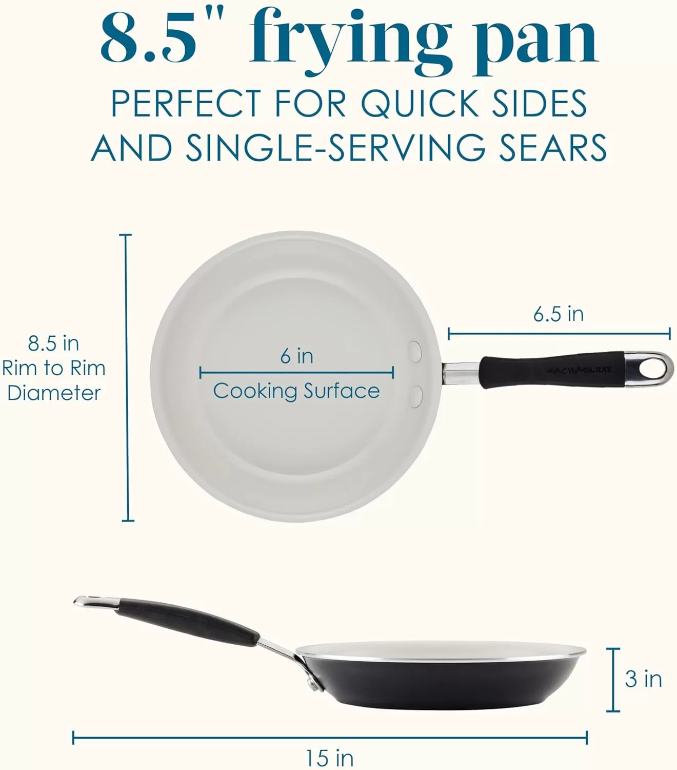 imageRachael Ray Cucina Ceramic Nonstick Saute Pan with Lid 3 Quart Non Stick Sauteuse Pan Dishwasher Safe  AlmondPeppercorn