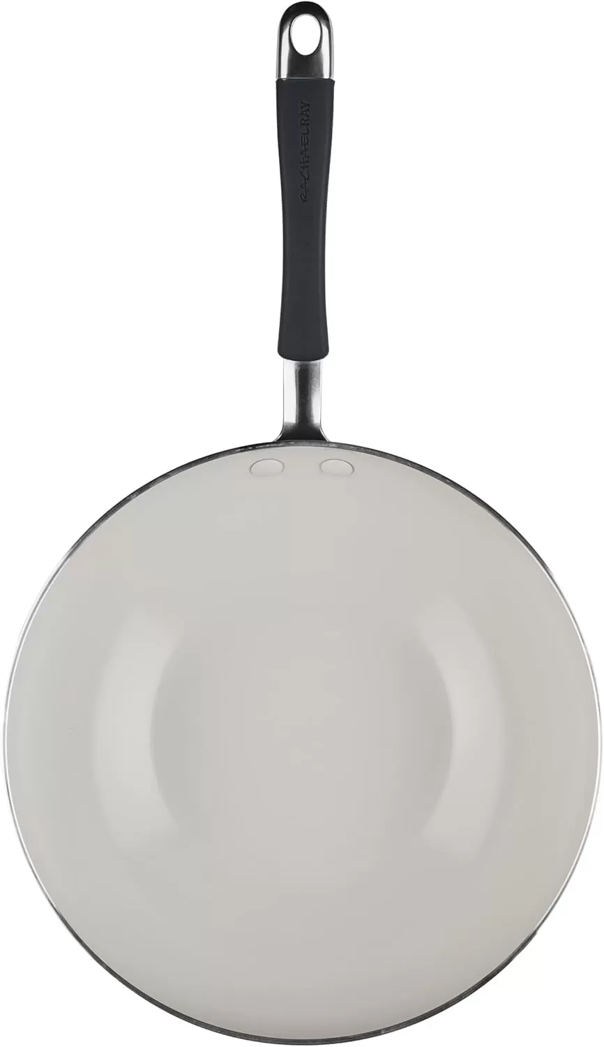 imageRachael Ray Cucina Ceramic Nonstick Saute Pan with Lid 3 Quart Non Stick Sauteuse Pan Dishwasher Safe  AlmondPeppercorn