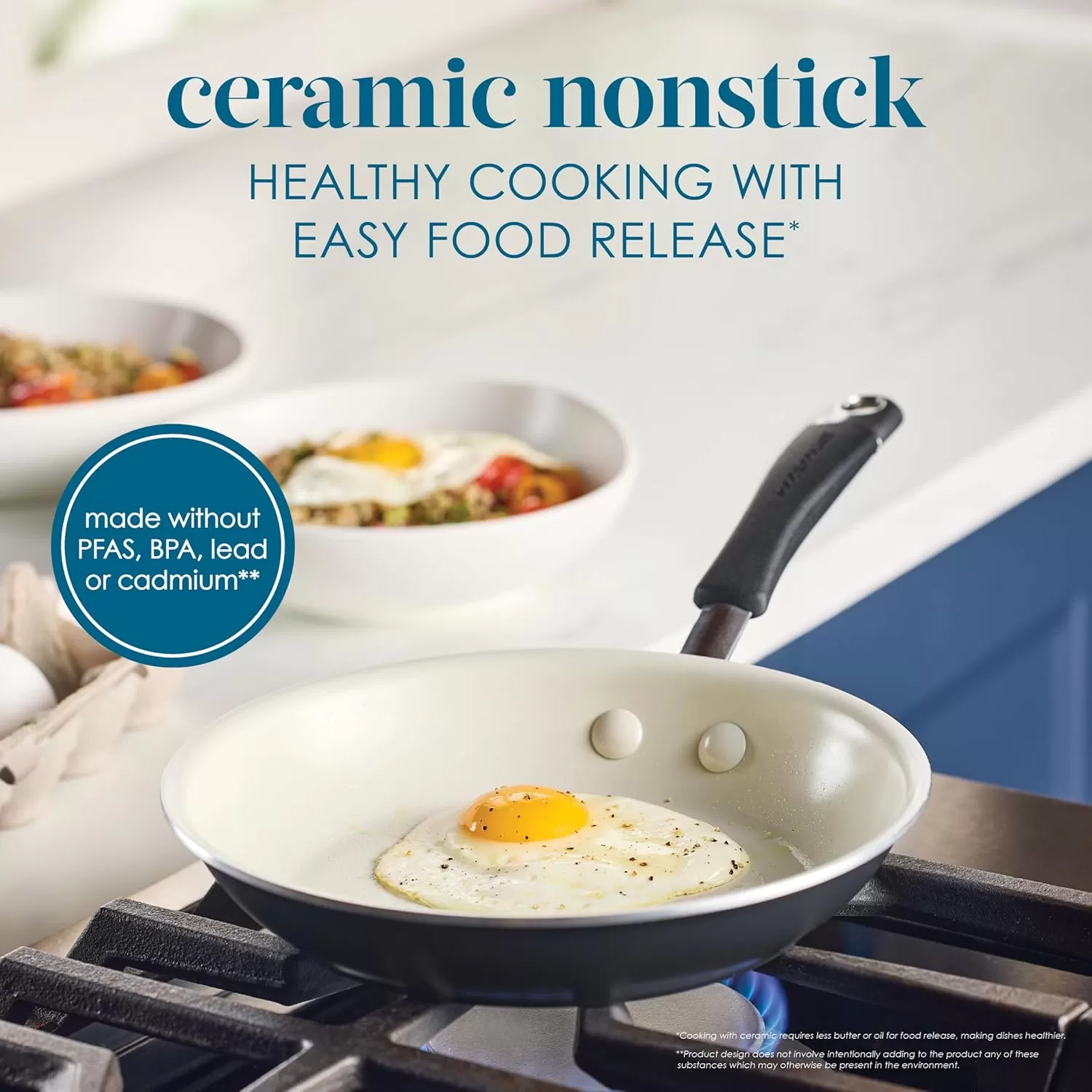 imageRachael Ray Cucina Ceramic Nonstick Saute Pan with Lid 3 Quart Non Stick Sauteuse Pan Dishwasher Safe  AlmondPeppercorn