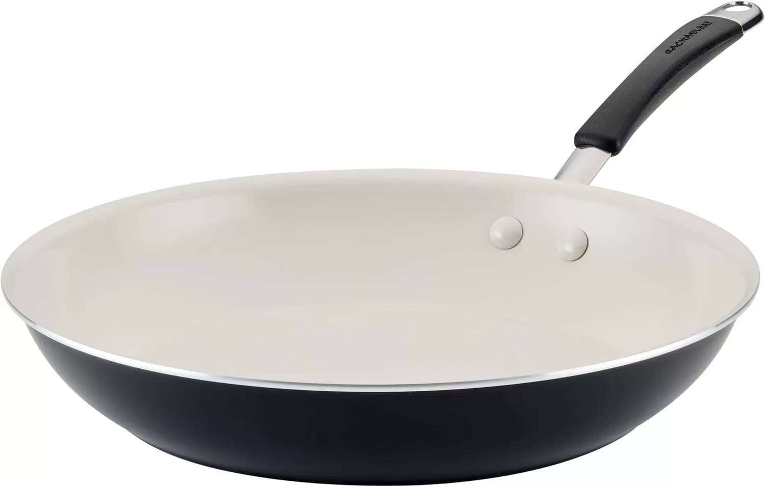 imageRachael Ray Cucina Ceramic Nonstick Saute Pan with Lid 3 Quart Non Stick Sauteuse Pan Dishwasher Safe  AlmondPeppercorn