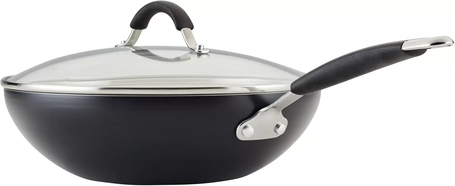 imageRachael Ray Cucina Ceramic Nonstick Saute Pan with Lid 3 Quart Non Stick Sauteuse Pan Dishwasher Safe  AlmondPeppercorn
