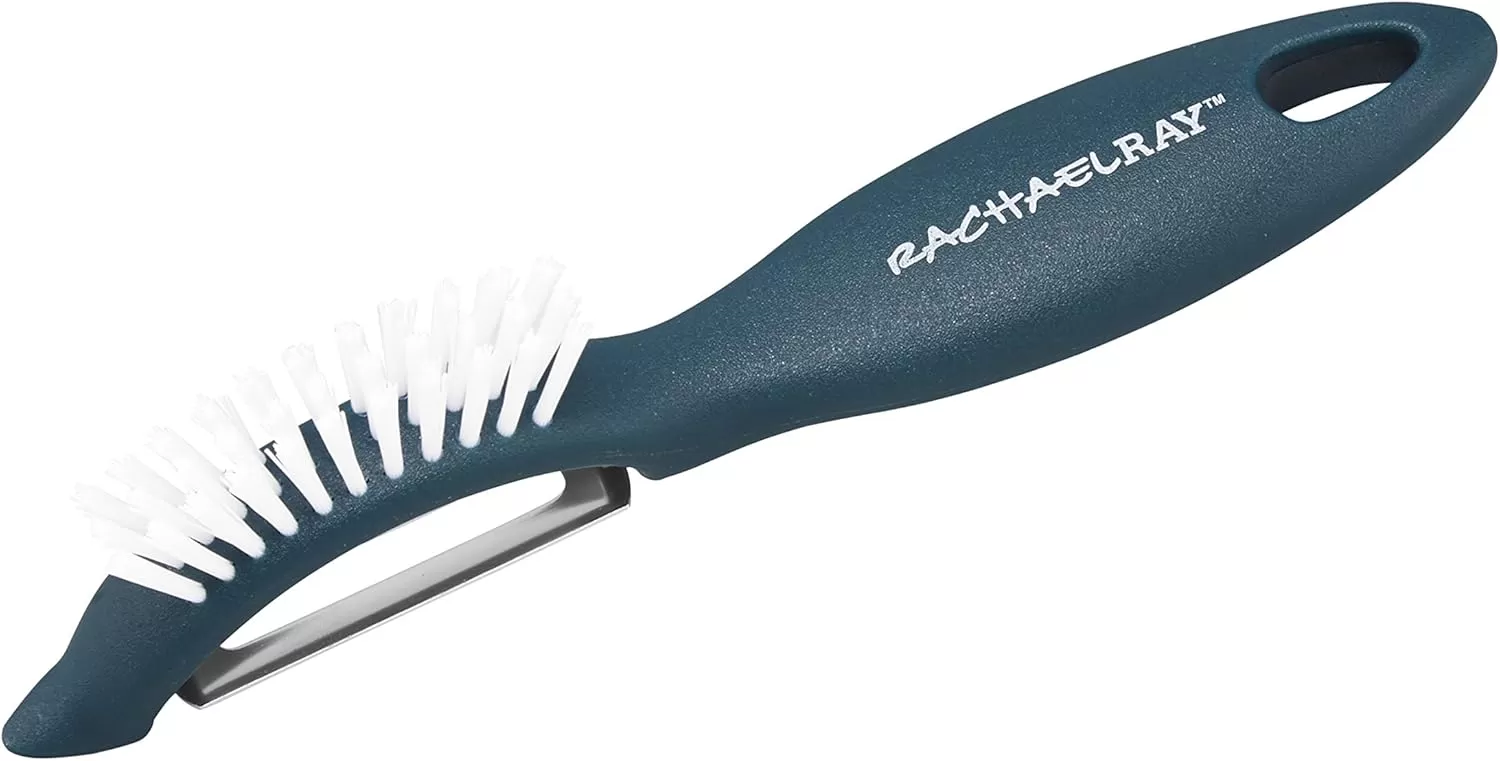 imageRachael Ray Kitchen Gadgets VegetableFruit Peeler with Brush 3In1 Tool RedMarine Blue