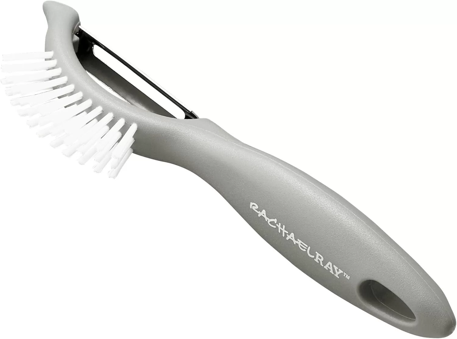 imageRachael Ray Kitchen Gadgets VegetableFruit Peeler with Brush 3In1 Tool RedSea Salt Gray