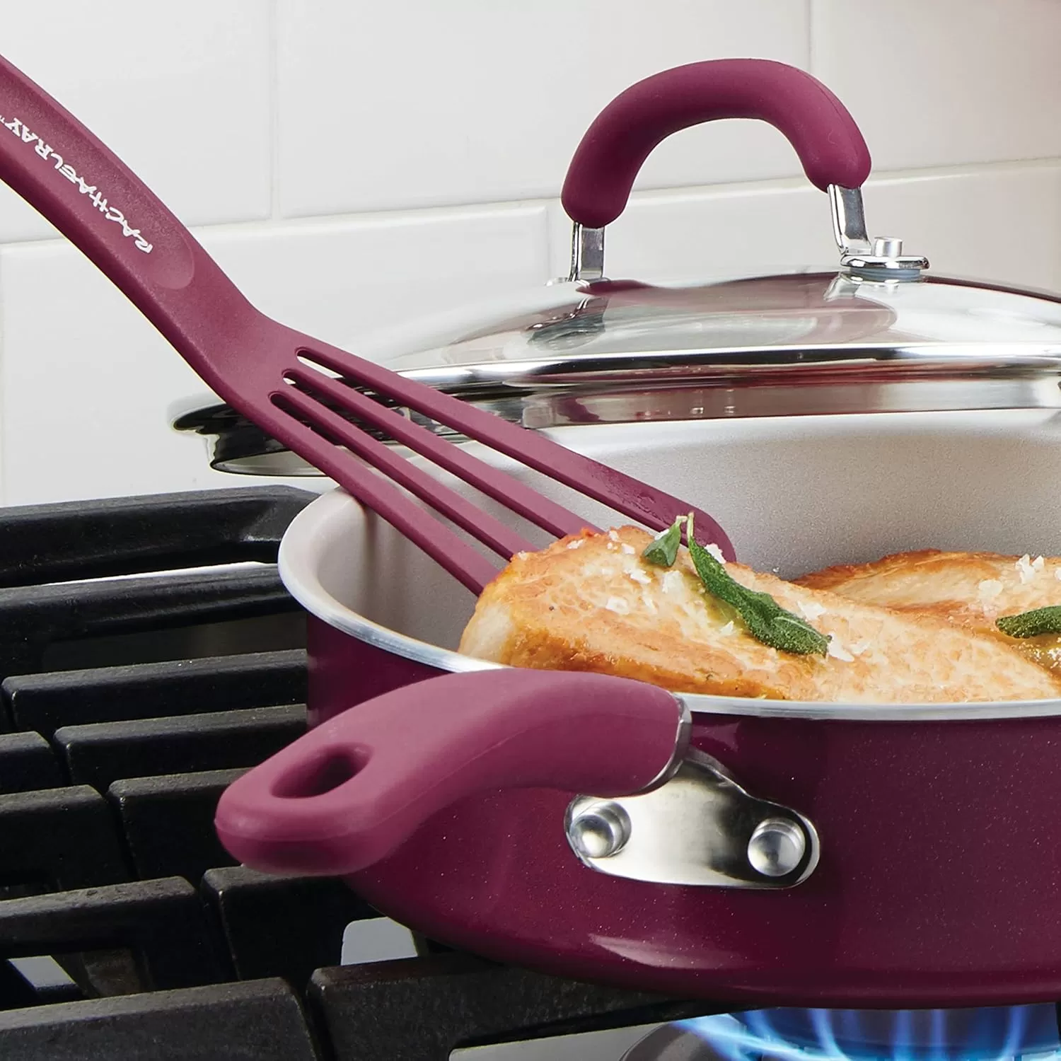 imageRachael Ray KitchenTools and Gadgets Nylon Cooking Utensils  Spatula  Fish Turners  2 Piece RoseRose