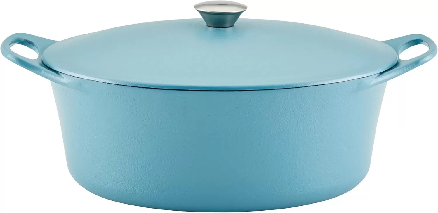imageRachael Ray NITRO Cast Iron Dutch Oven 65 Quart Agave BlueAgave Blue