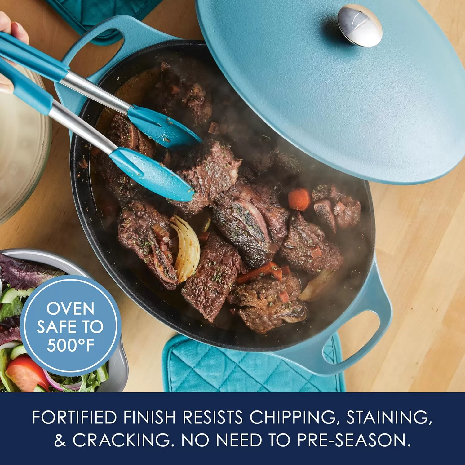 imageRachael Ray NITRO Cast Iron Dutch Oven 65 Quart Agave BlueAgave Blue