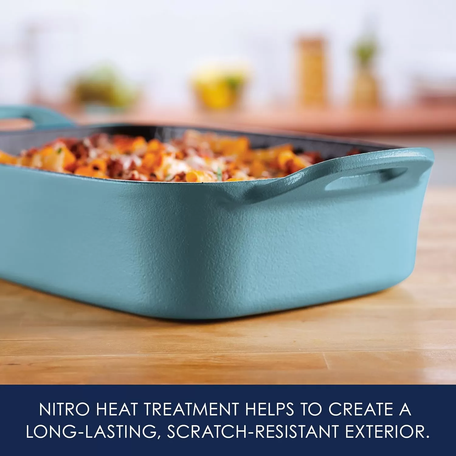 imageRachael Ray NITRO Cast Iron Roasting Lasagna PanBaking Dish RoasterRectangular 9 Inch x 13 Inch RedAgave Blue