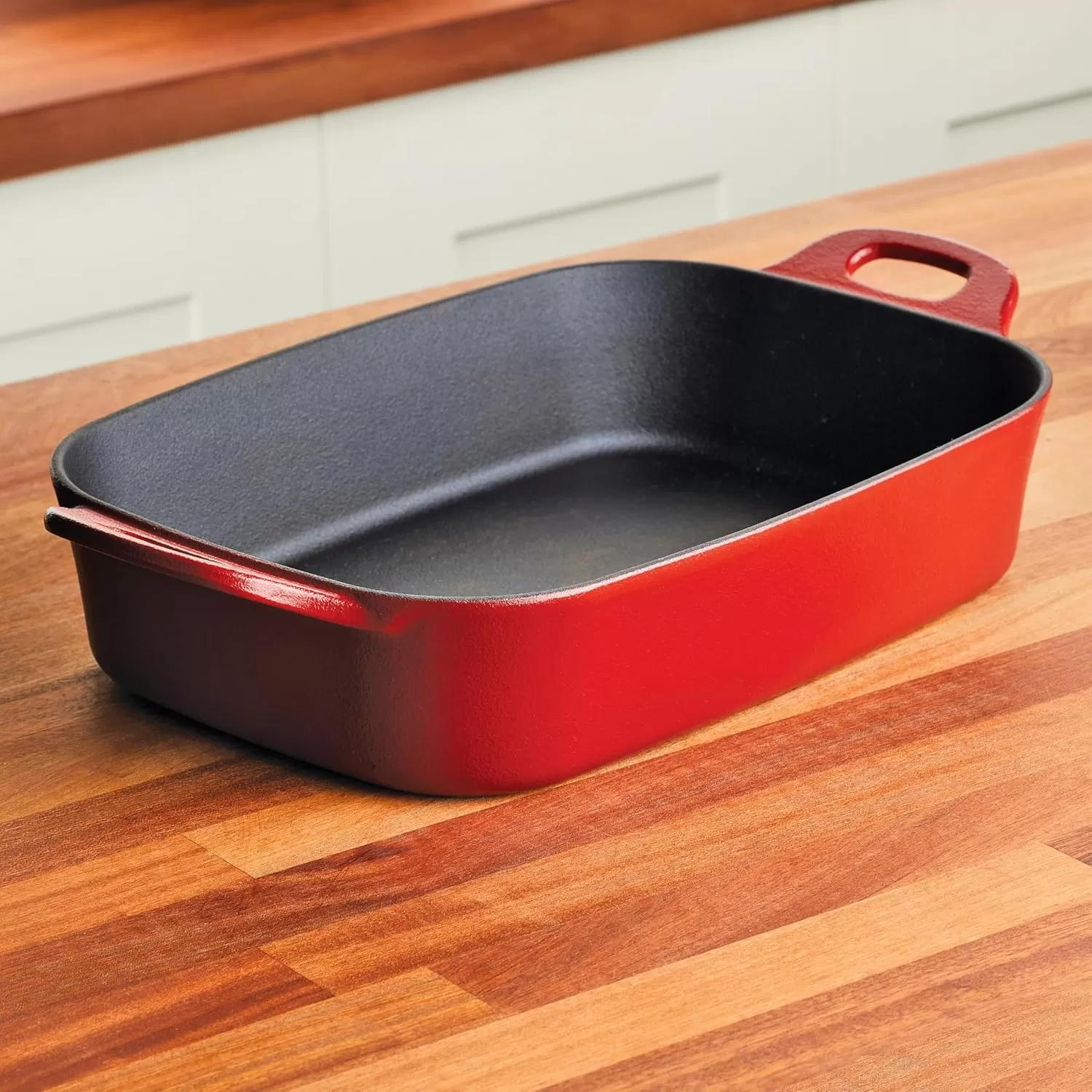 imageRachael Ray NITRO Cast Iron Roasting Lasagna PanBaking Dish RoasterRectangular 9 Inch x 13 Inch RedRed