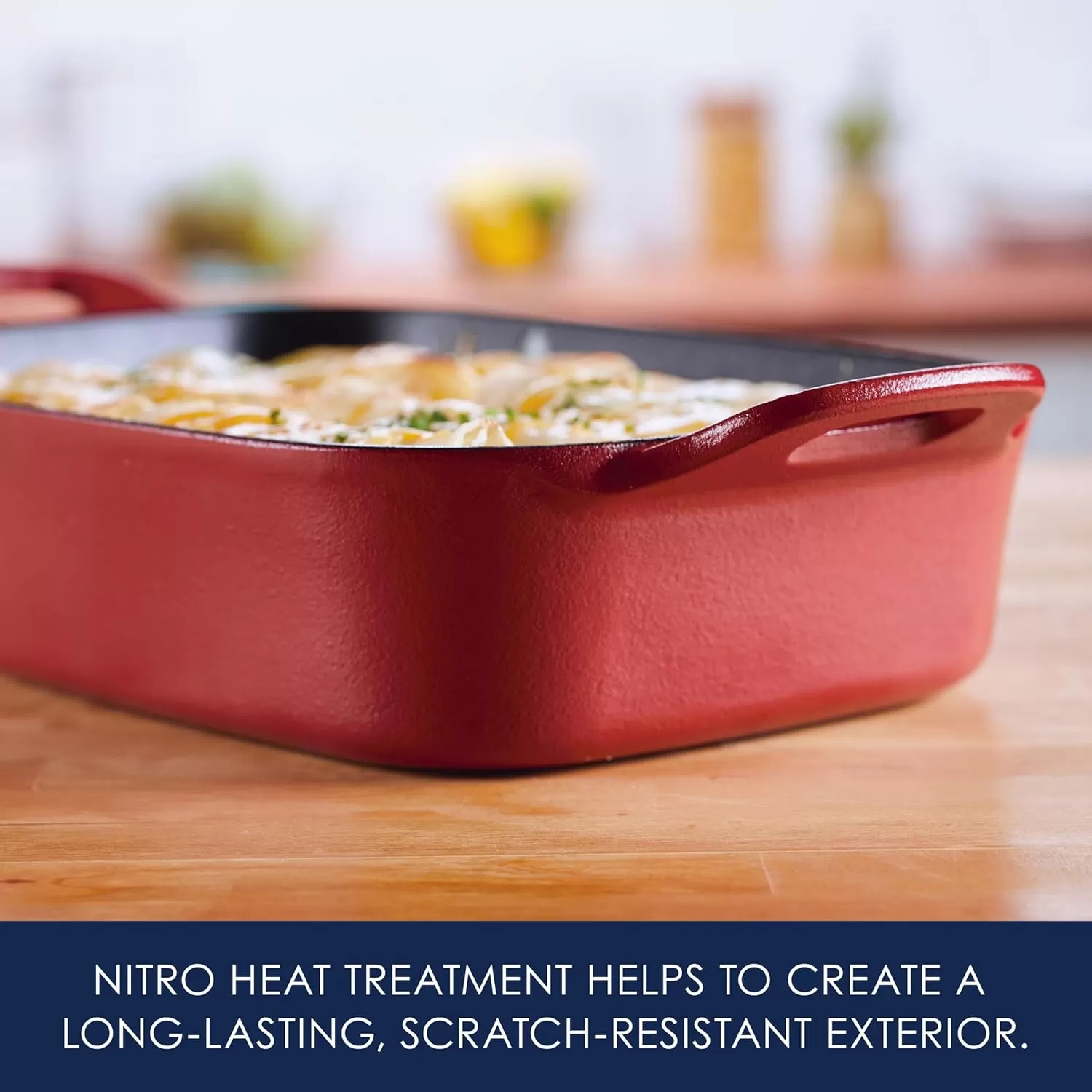 imageRachael Ray NITRO Cast Iron Roasting Lasagna PanBaking Dish RoasterRectangular 9 Inch x 13 Inch RedRed