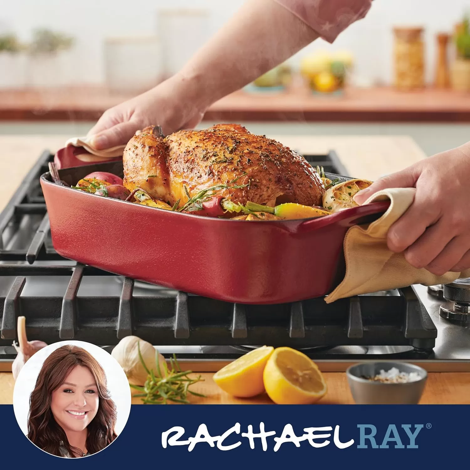imageRachael Ray NITRO Cast Iron Roasting Lasagna PanBaking Dish RoasterRectangular 9 Inch x 13 Inch RedRed