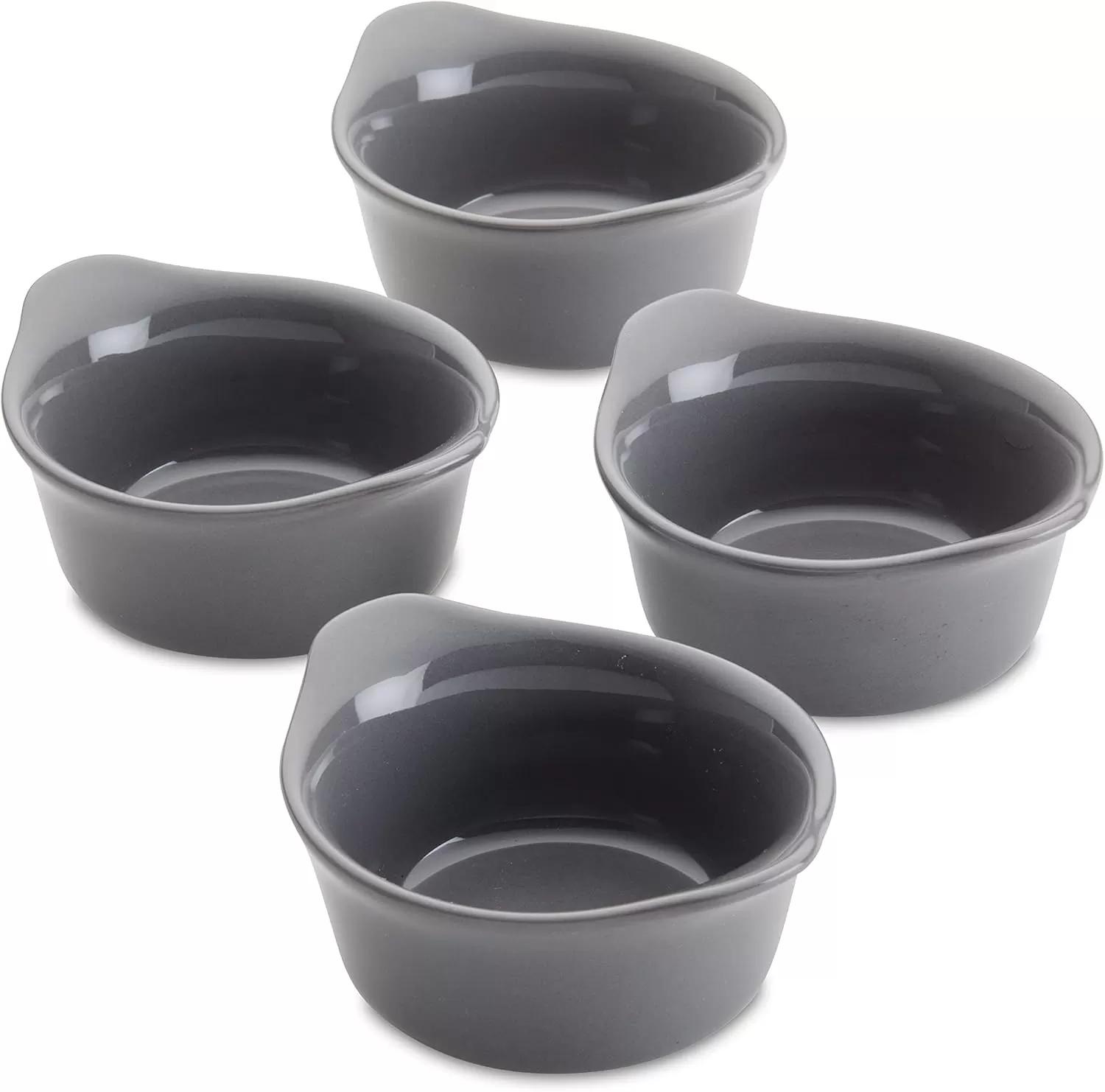 imageRachael Ray Solid Glaze Ceramics Round RamekinsDipping Cup Set 4 Piece Agave BlueGray