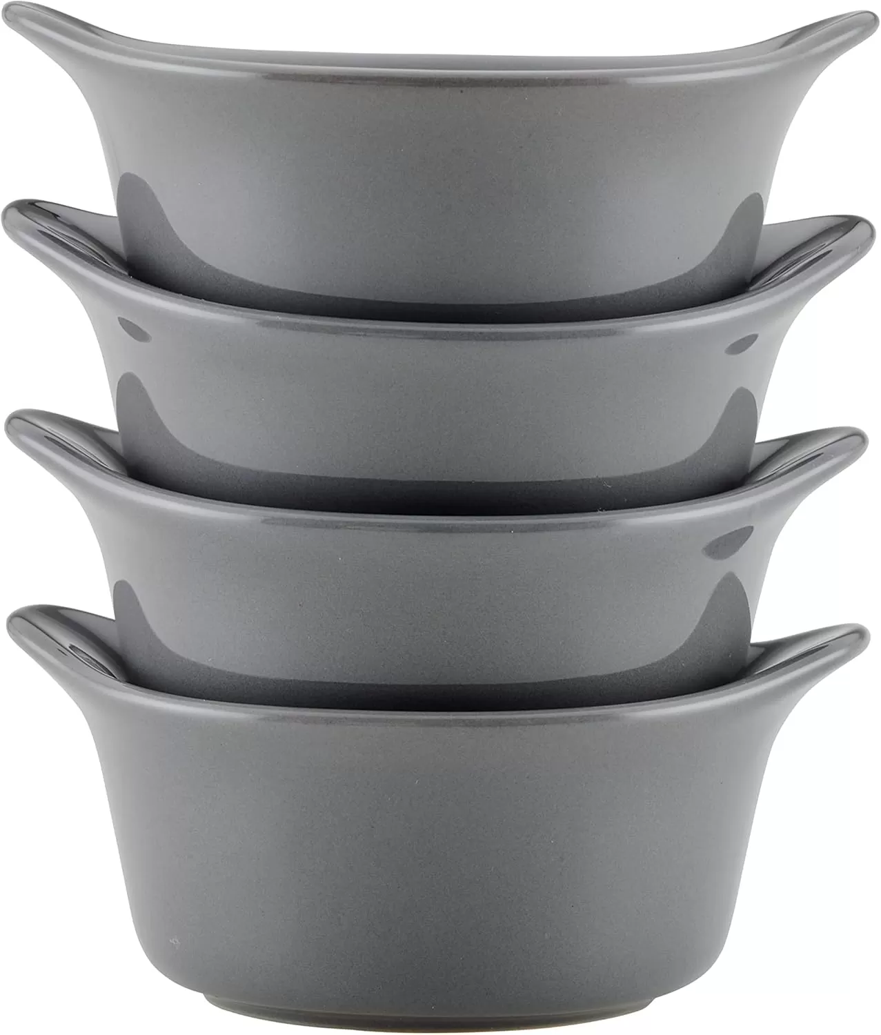 imageRachael Ray Solid Glaze Ceramics Round RamekinsDipping Cup Set 4 Piece Agave BlueGray