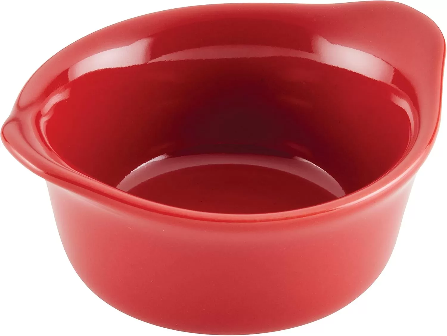 imageRachael Ray Solid Glaze Ceramics Round RamekinsDipping Cup Set 4 Piece Agave BlueRed