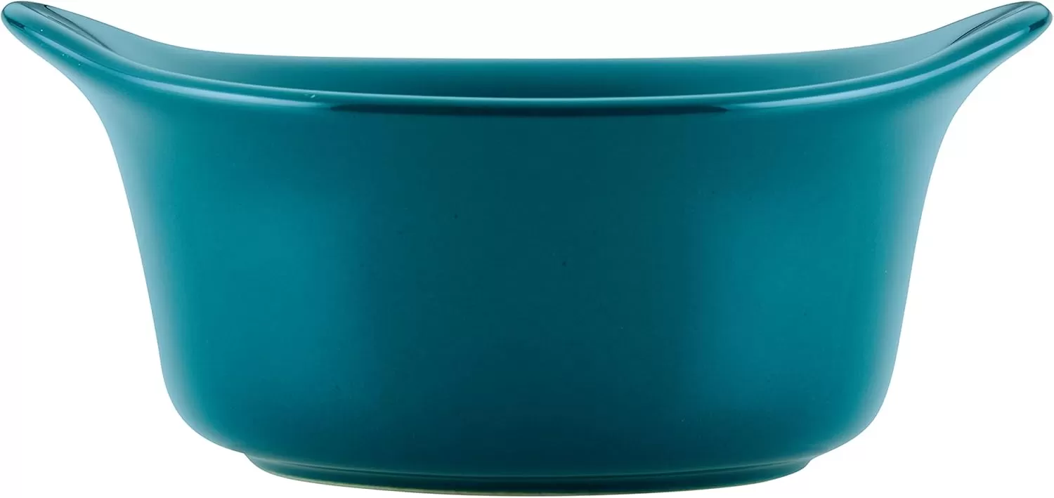 imageRachael Ray Solid Glaze Ceramics Round RamekinsDipping Cup Set 4 Piece Agave BlueTeal