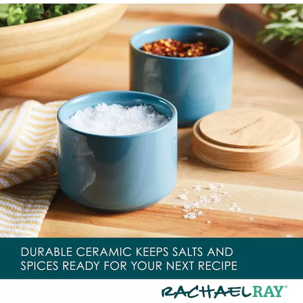 imageRachael Ray Ceramics Stacking SpiceSeasoning Box Set with Lid 2 Piece Light GrayAgave Blue