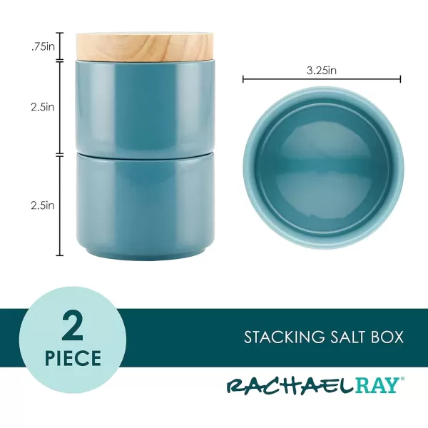 imageRachael Ray Ceramics Stacking SpiceSeasoning Box Set with Lid 2 Piece Light GrayAgave Blue