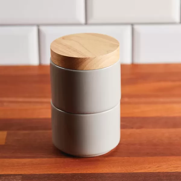 imageRachael Ray Ceramics Stacking SpiceSeasoning Box Set with Lid 2 Piece Light GrayLight Gray
