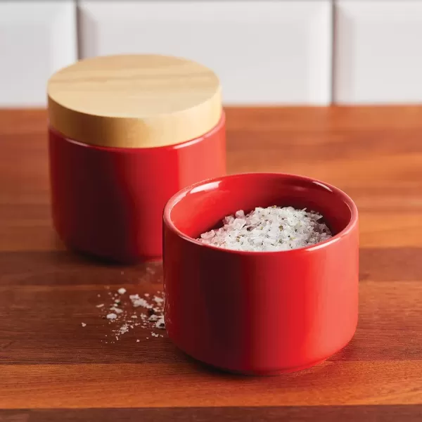 imageRachael Ray Ceramics Stacking SpiceSeasoning Box Set with Lid 2 Piece Light GrayRed