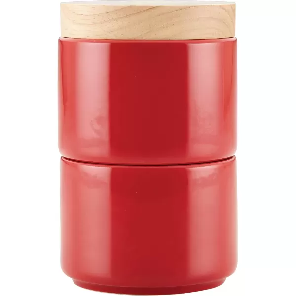 imageRachael Ray Ceramics Stacking SpiceSeasoning Box Set with Lid 2 Piece Light GrayRed