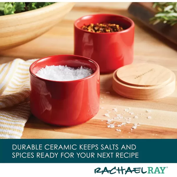 imageRachael Ray Ceramics Stacking SpiceSeasoning Box Set with Lid 2 Piece Light GrayRed
