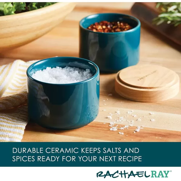 imageRachael Ray Ceramics Stacking SpiceSeasoning Box Set with Lid 2 Piece Light GrayTeal