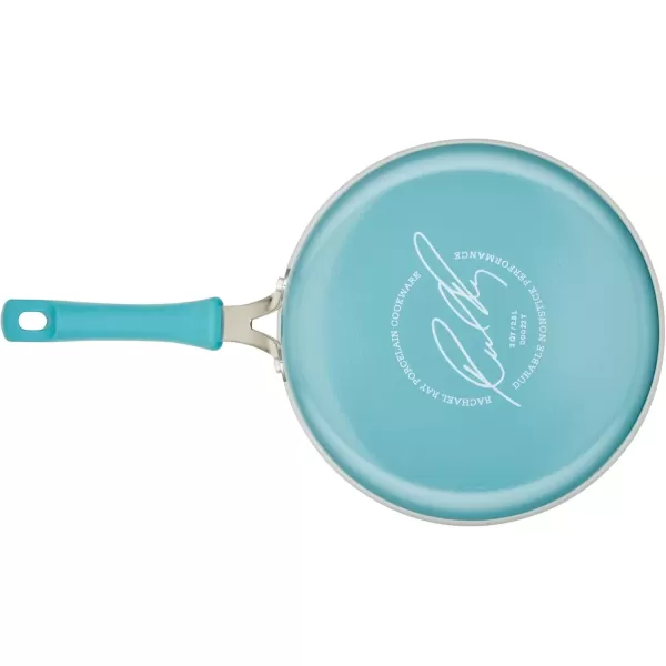 imageRachael Ray Cook  Create Nonstick Cookware Saute Pan with Lid 3 Quart  OrangeAgave Blue