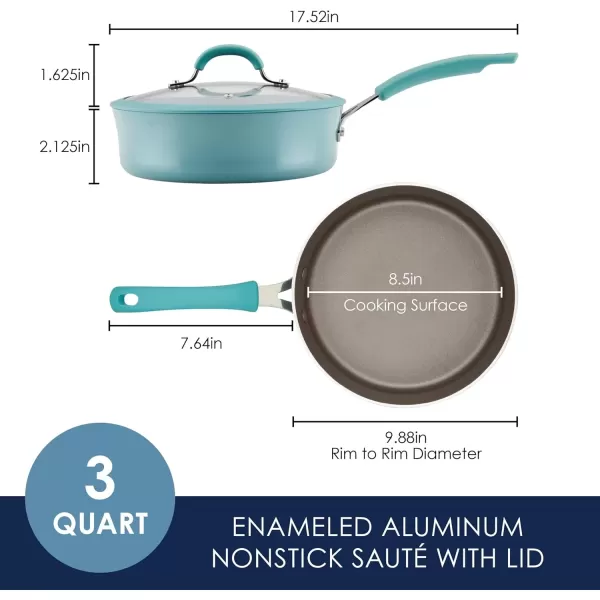 imageRachael Ray Cook  Create Nonstick Cookware Saute Pan with Lid 3 Quart  OrangeAgave Blue