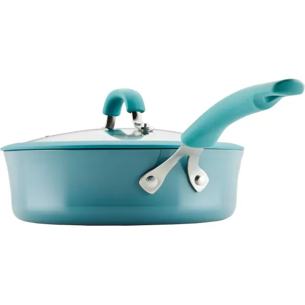imageRachael Ray Cook  Create Nonstick Cookware Saute Pan with Lid 3 Quart  OrangeAgave Blue