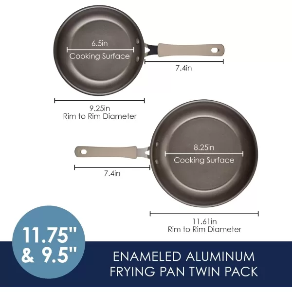 imageRachael Ray Cook  Create Nonstick Frying PansSkillet Set 95 Inch and 1175 Inch RedAlmond
