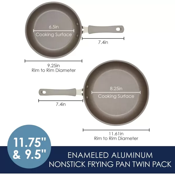imageRachael Ray Cook  Create Nonstick Frying PansSkillet Set 95 Inch and 1175 Inch RedGray