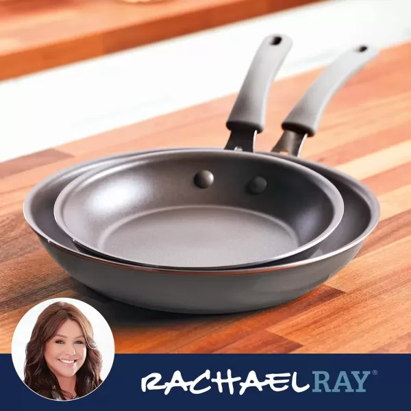 imageRachael Ray Cook  Create Nonstick Frying PansSkillet Set 95 Inch and 1175 Inch RedGray