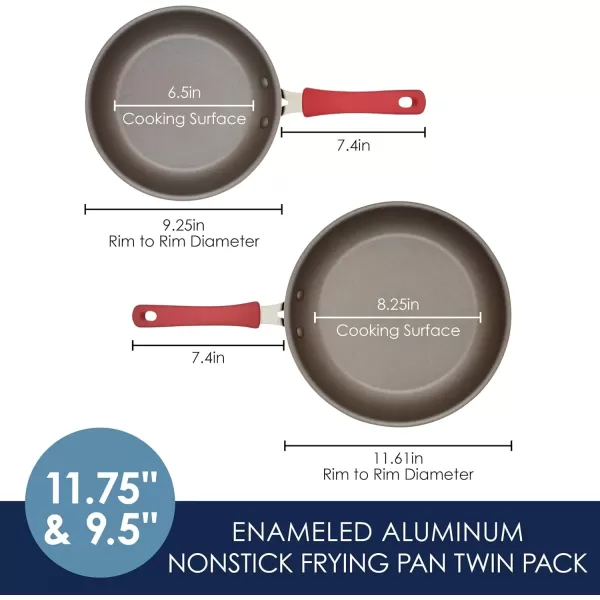 imageRachael Ray Cook  Create Nonstick Frying PansSkillet Set 95 Inch and 1175 Inch RedRed