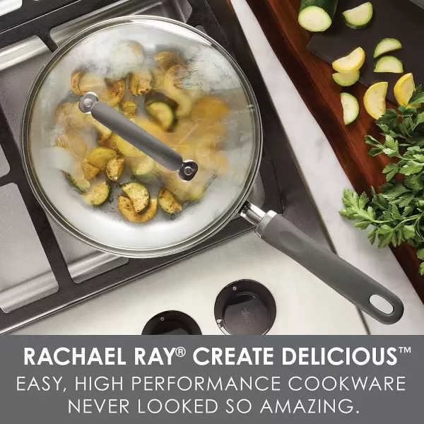 imageRachael Ray Create Delicious Deep Nonstick Frying Pan  Fry Pan  Skillet with Lid  95 Inch RedGray Shimmer