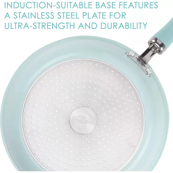 imageRachael Ray Create Delicious Deep Nonstick Frying Pan  Fry Pan  Skillet with Lid  95 Inch RedLight Blue Shimmer